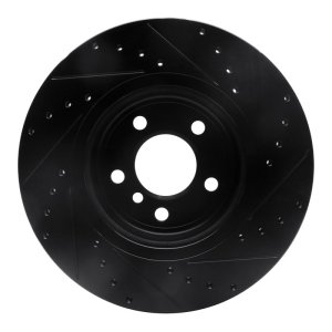 BMW 528I Brake Rotor (1) - Front Left - R1 Concepts - Drilled & Slotted - Black - `11-`16